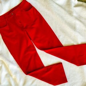 ST JOHN YELLOW LABEL Marie Red Flat Front Trouser Pants